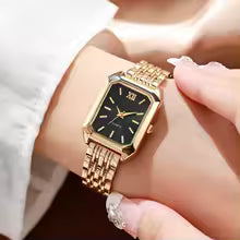 5PCS/Set Elegant Rectangle Women Watches Fashion Roma Dial Ladies Quartz Wristwatch Rhinestone Jewelry Set