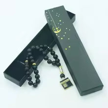 boxed imitation agate prayer beads, 10 mm, 33 beads, with Kaaba pendant, hand‑held prayer beads for spiritual practice