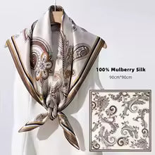 90*90cm Square Silk Scarves Women Hijab Shawls Fashion Print Kerchief FemmeHead Scarf Foulard Bandana Beach Pareo pink