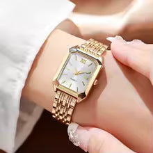 5PCS/Set Elegant Rectangle Women Watches Fashion Roma Dial Ladies Quartz Wristwatch Rhinestone Jewelry Set
