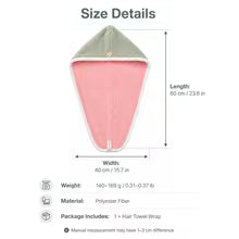 Double Layer Coral Fleece Hair Drying Cap for Women Absorbent Hair Towel Wrap Button Turban Soft Bath Head Towel for Bathroom